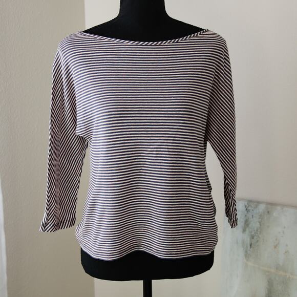 ST. JOHN Collection Striped Linen Blend Jersey Top size XS - Picture 2 of 6
